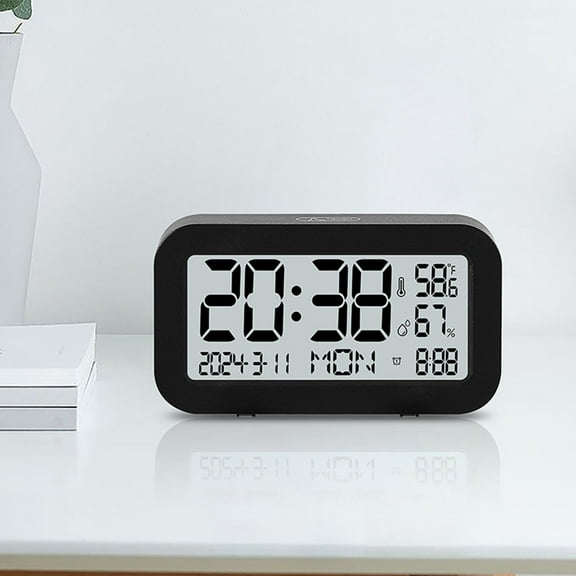 Under $9 Price Drop Alert Clocks with Date And Day of Week on It, Nightstand Clock for Bedroom,3d Display Snooze Alarm Clock, Alarm Clocks for Bedroom, 12/24h Switching, Temp Display, Black