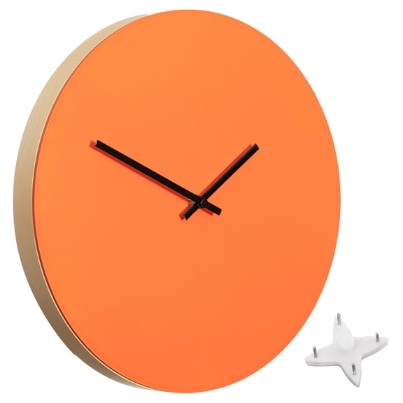 Clockswise 12-Inch Modern Minimalist DIY Wall Clock Blank Wooden Dial Decorative Timepiece with Paintable Surface for Creative Customization Personalized Home Decor and Craft Projects, Orange