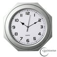 thumbnail image 1 of Clockswise 12-in Non-Ticking Octagon Plastic Analog Wall Clock - Elegant Decorative Accent for Home Décor in Bedroom, Bathroom, Living Room, Dining Room, Entryway, Hallway, Kitchen or Office, Silver, 1 of 8