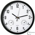 thumbnail image 1 of Clockswise 12-inch Non-Ticking Quartz Wall Clock with Thermometer & Hygrometer - Battery Operated Plastic Analog Clock for Temperature & Humidity Monitoring - Ideal for Home, Office or School, Black, 1 of 8