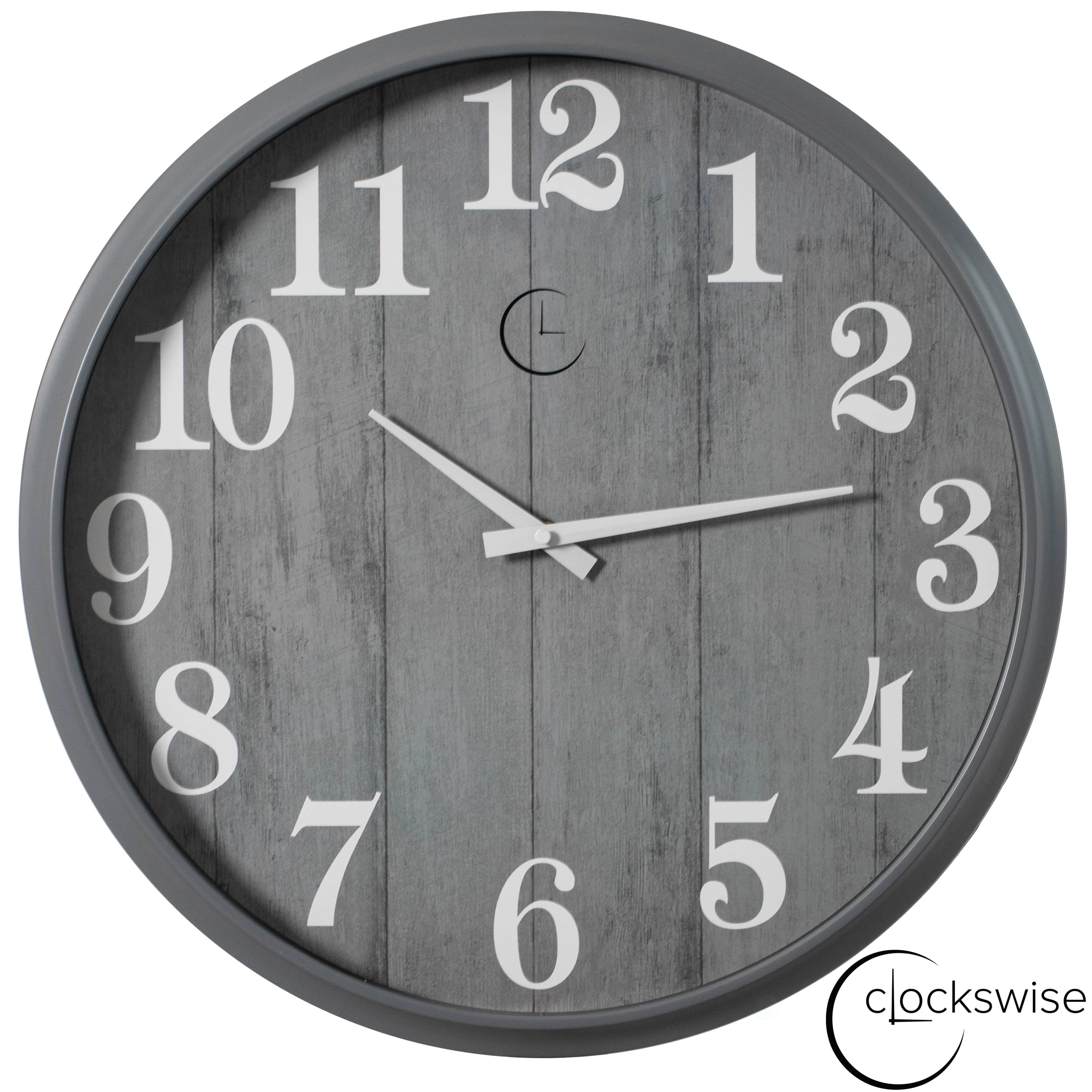 Clockswise 18" Battery Operated Indoor & Outdoor Waterproof Wall Clock Large Decorative Timepiece Easy-to-Read Modern Design for Patio Pool Garden Porch Balcony Bathroom Kitchen & Home Decor, Gray