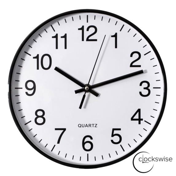 Clockswise Black 10-In Analog Clock – Silent, Non-Ticking for Wall Battery-Operated, Perfect for Home Office, Farmhouse Kitchen, Entryways, Dining Rooms and Bedroom Decor, School and Bathroom Clock
