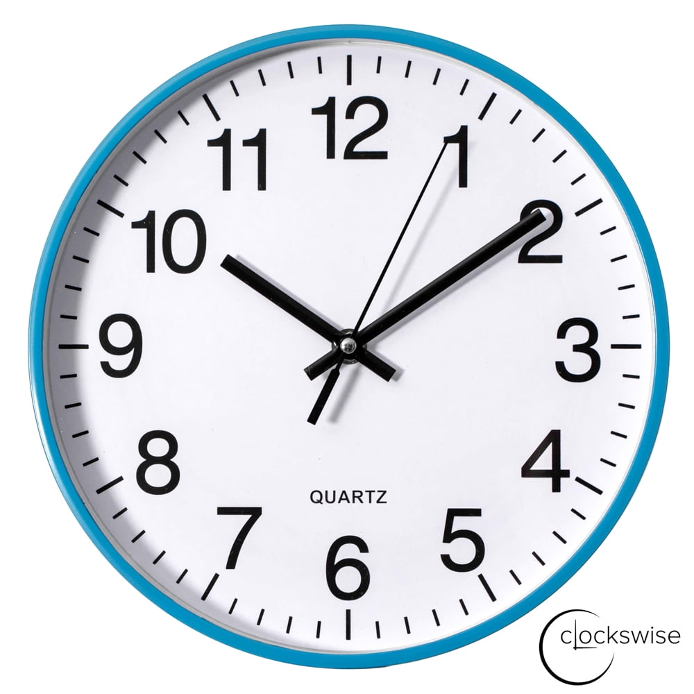 Clockswise Blue 10-In Analog Clock – Silent, Non-Ticking for Wall - Battery-Operated Perfect for Home Office, Farmhouse Kitchen, Entryways, Dining Rooms and Bedroom Decor, School and Bathroom Clock