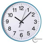 Clockswise Blue 14-In Analog Clock   Silent, Non-Ticking for Wall - Battery-Operated Perfect for Home Office, Farmhouse Kitchen, Entryways, Dining Rooms and Bedroom Decor, School and Bathroom Clock