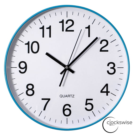 Clockswise Blue 14-In Analog Clock – Silent, Non-Ticking for Wall - Battery-Operated Perfect for Home Office, Farmhouse Kitchen, Entryways, Dining Rooms and Bedroom Decor, School and Bathroom Clock
