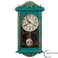 thumbnail image 1 of Clockswise Vintage Grandfather-Style Wall Clock with Wood-Effect Plastic Pendulum, Battery-Operated - for Home Decor, Living Room, Home Office, Kitchen or Dining Room – Green with Distressed Finish, 1 of 8