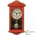 thumbnail image 1 of Clockswise Vintage Grandfather-Style Wall Clock with Wood-Effect Plastic Pendulum, Battery-Operated - for Home Decor, Living Room, Home Office, Kitchen or Dining Room – Red with Distressed Finish, 1 of 8