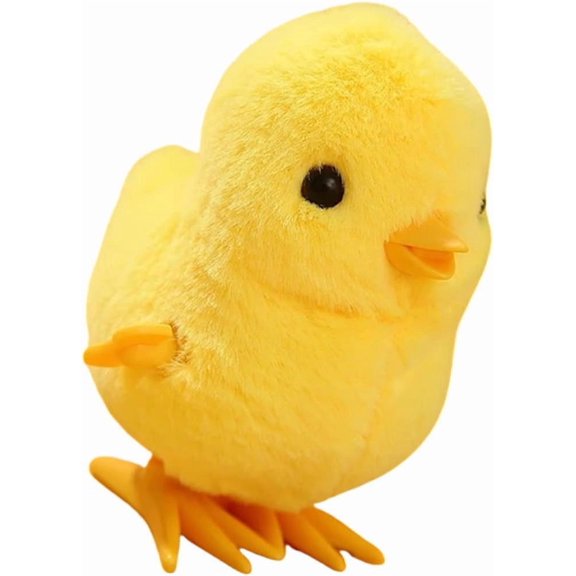 Clockwork Chicken Jumping Chick Wind Up Toys Plush Chicken Clockwork Easter Fuzzy Chick Jumping Wind Up Simulation, Yellow