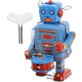 thumbnail image 1 of Clockwork Drumming Robot Tinplate Wind Cartoon Robot Vintage Adornment Tabletop Bookshelf Figuirine Decor for Adults, 1 of 6