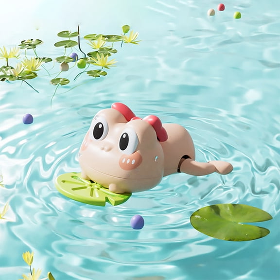 Clockwork Frog Bath Toy - Wind Up Swimming Water Toy - Bathtub Pool Play No Batteries Required Cute Green Frog Design Safe Non-Toxic Plastic Floating Toy Summer Bath Time Gift
