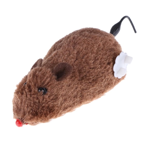 Clockwork Mouse Toy Cat Plush Rat Mechanical Motion Interactive Toy(Brown)