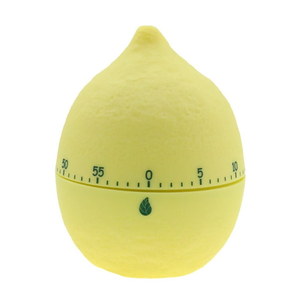 Clockwork Timer Fruit Design Kitchen Mechanical Timer Alarm Clock Study Manual Timekeeper Kitchen Reminder (Yellow Lemon)