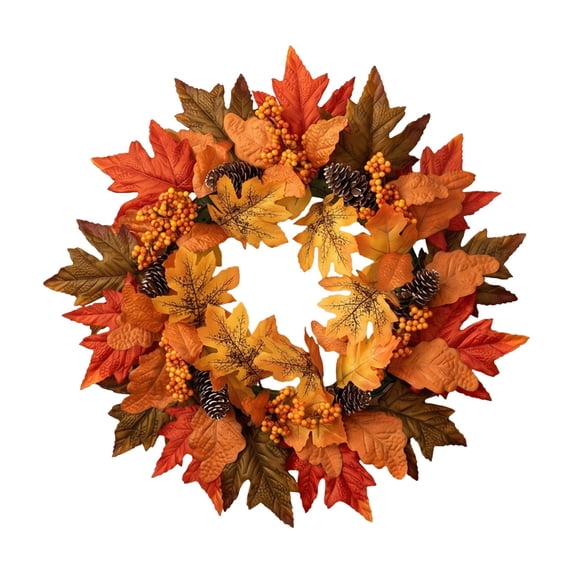 Clode Artificial Fall Wreath 20 Inch Autumn Door Wreath with Sunflowers Pumpkins Maple Leaves Berries Thanksgiving Front Door Decor for Home