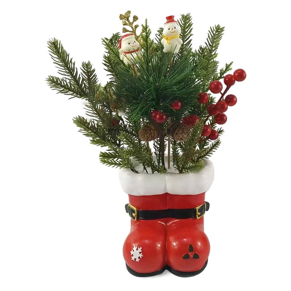 Clode Ceramic Santa Boots Christmas Decoration Red and White By Stork Ornament