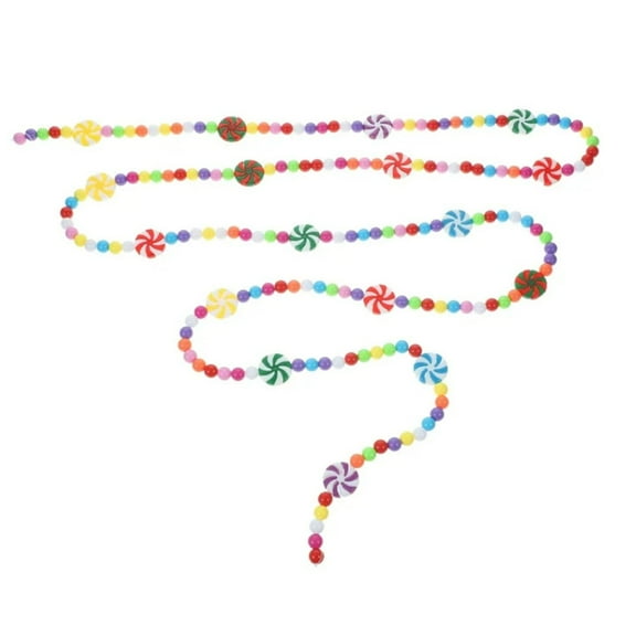 Clode Christmas Candy Strings Colorful Beads Rainbow Beads Rattan Christmas Tree Decorative Strips Red and White Threaded Strings Wooden Eating Trays Stands