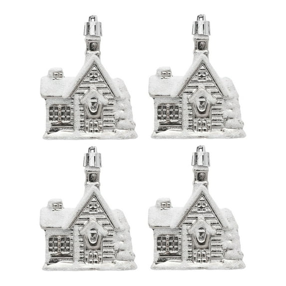 Clode Christmas Hanging Ornament for Tree Set Of 4PCS Village Christmas Decoration Christmas Village Houses Christmas Tree Ornaments for Xmas Tree
