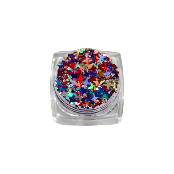 Clode Ndependence Day Star Glitter 4th of July Sequins 6 Nail Decals Mixed Star Hollow Hexagon Circles Confetti Shaped for Women Girls Body Nail Decoratio