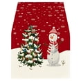 thumbnail image 1 of Clode Snowman Christmas Trees Table Runner Seasonal Winter Xmas Holiday Kitchen Dining Table Decoration for Indoor Outdoor Home Decor 13 X 78 Inch Table 120 Inches Long, 1 of 4