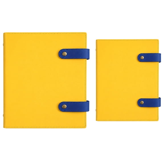 Clode Soft PU Leather Refillable Ring Notebook A5/B5 Sizes 240 Pages (Lined + Blank) Yellow with Blue Paper Wide Ruled
