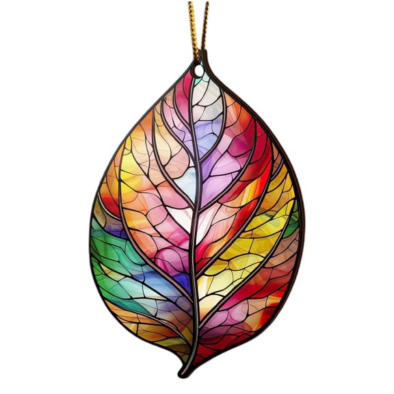 Clode Stained Paintings Acrylic Maple Fall Ornaments Xmas Colorful Maple Leaves Panels for Home Tree Christmas Decor Gourd Lamp Beads