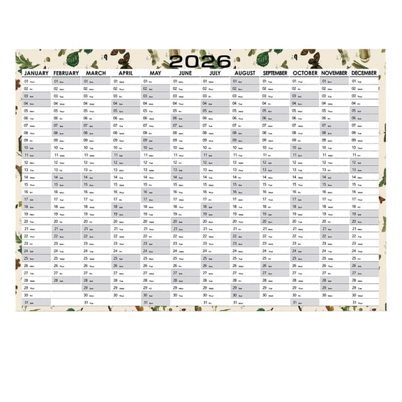 Clode Yearly Wall Calendar with Holidays Full Year Calendar One Page Annual Year Wall Calendar with Stickers Horizontal 29"X 20" (Open) Paper Folded Wall Calenders