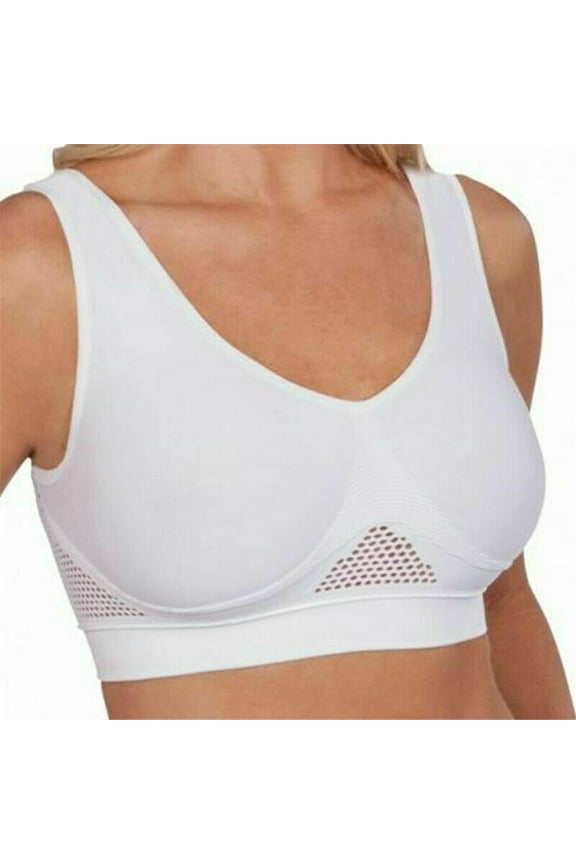 Air Permeable Cooling Summer Sport Yoga Wireless Bra (White L)