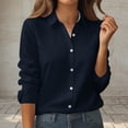thumbnail image 1 of ClodeEU Button Down Shirts for Women,Long Sleeve Business Shirt Casual Blouse for Work Navy,Womens Plus L, 1 of 5