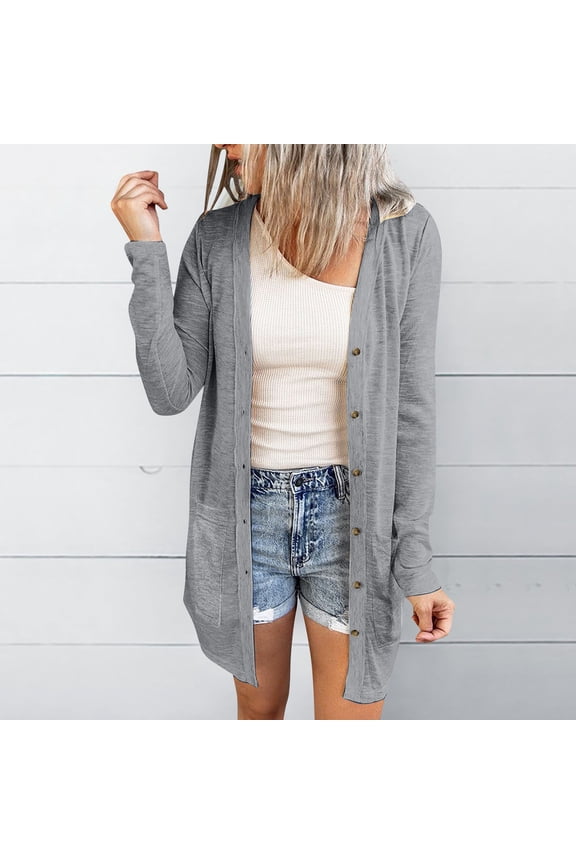 Cardigan Sweaters for Women,Lightweight Cardigan for Women,Open Front Outwear with Pockets Casual Cover Ups Gray,Womens Plus XXXL