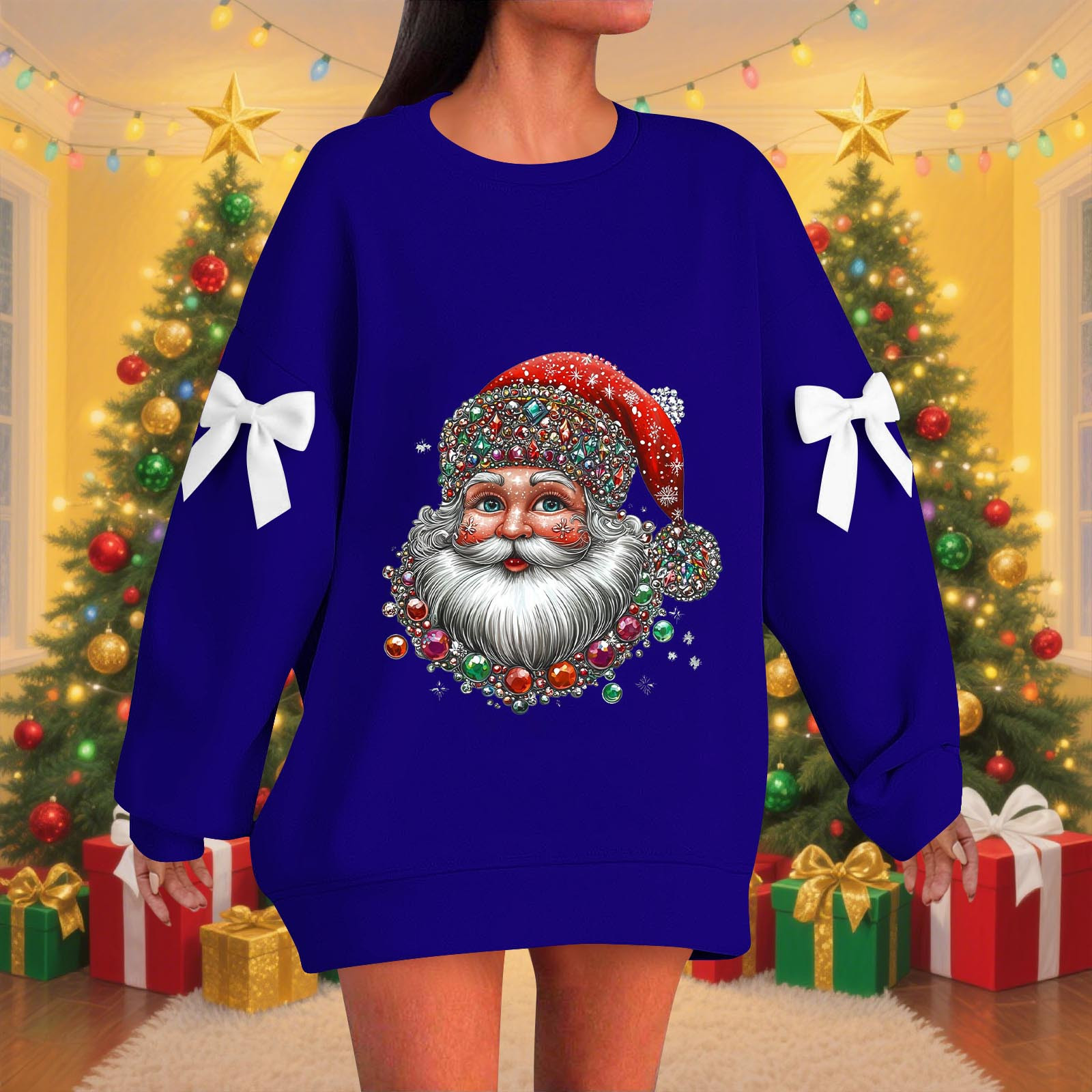 ClodeEU Christmas Sweatshirts For Women Santa Claus Print Sweatshirt ClodeEU Christmas Sweatshirts For Women Santa Claus Print Sweatshirt