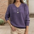 thumbnail image 1 of ClodeEU Fall Sweaters for Women,Long Sleeve Knit Pullover,V Neck Sweater Casual Tops Purple,Womens Plus XL, 1 of 3