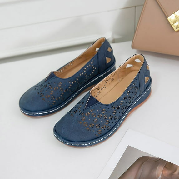 ClodeEU Fashion Women Flat Shoes Hollow Wedge Heel Casual Large Size Single Shoes