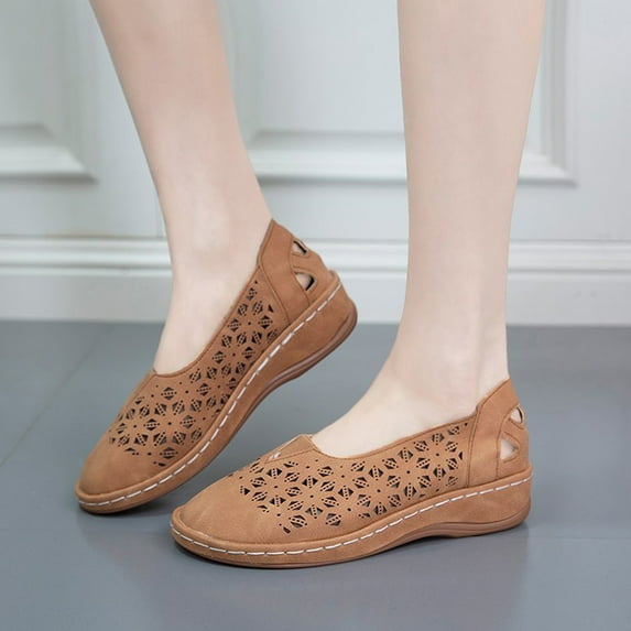 ClodeEU Fashion Women Flat Shoes Hollow Wedge Heel Casual Large Size Single Shoes