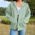 thumbnail image 1 of ClodeEU Hoodies For Women，Oversized Zip Up Sweatshirt，Casual Fall Hoodie with Pocket And Drawstring Army Green,Womens Plus L, 1 of 6