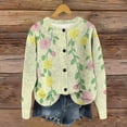 thumbnail image 1 of ClodeEU Long Sleeve Cardigan Sweater For Women, Floral Print Round Neck Button Front Sweaters Yellow 02,Womens Plus L, 1 of 4