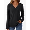 thumbnail image 1 of ClodeEU Long Sleeve V Neck Shirts for Women,Tunic Basic Tees ,Casual Comfortable Soft Shirt Black,Womens Plus L, 1 of 7