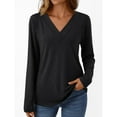 thumbnail image 1 of ClodeEU Long Sleeve V Neck Shirts for Women,Tunic Basic Tees ,Casual Comfortable Soft Shirt Black,Womens Plus S, 1 of 7