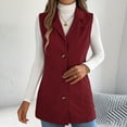 thumbnail image 1 of ClodeEU Long Vest for Women ,Jackets Cardigan Outerwear ,Lightweight Casual Vests Jacket Wine,Womens Plus L, 1 of 8