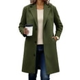 thumbnail image 1 of ClodeEU Long Wool Coats for Women ,Notched Lapel Single Breasted Long Jacket,Winter Casual Trench Coat Outerwear Army Green,Womens Plus L, 1 of 7