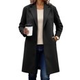 thumbnail image 1 of ClodeEU Long Wool Coats for Women ,Notched Lapel Single Breasted Long Jacket,Winter Casual Trench Coat Outerwear Black,Womens Plus XL, 1 of 7