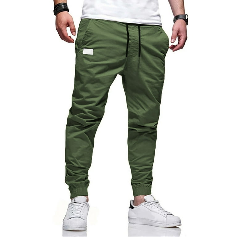 ClodeEU Men'S Long Casual Sport Pants Fit Trousers Running Joggers  Sweatpants (Green 8(L))