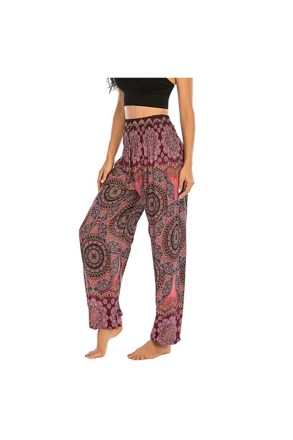 Men Women Thai Harem Trousers Boho Festival Hippy Smock High Waist Yoga Pants
