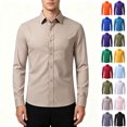 thumbnail image 1 of ClodeEU Men’s Classic Long Sleeve Button Down Dress Shirt, Stretch Solid Collar Dress Shirt with Pocket,Big and Tall ,Size S-2XL, 1 of 4