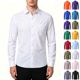 thumbnail image 1 of ClodeEU Men’s Classic Long Sleeve Button Down Dress Shirt, Stretch Solid Collar Dress Shirt with Pocket,Big and Tall ,Size S-2XL, 1 of 3