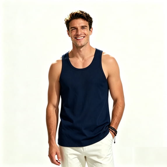 ClodeEU Men's Crewneck Ribbed Knit Sleeveless Tank Top ,Big and Tall Dark Gray,Size L-4XL