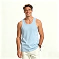 thumbnail image 1 of ClodeEU Men's Crewneck Ribbed Knit Sleeveless Tank Top ,Big and Tall Light Blue,Size L-4XL, 1 of 8