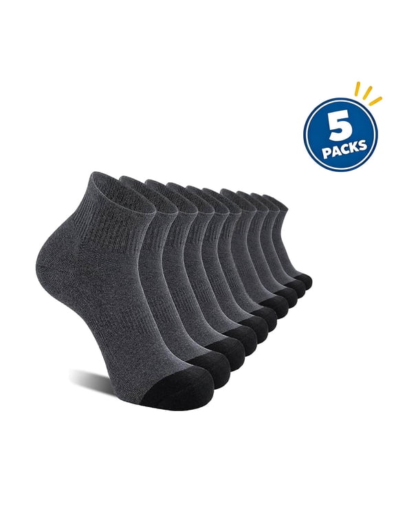 Men's Cushioned Ankle Athletic Socks 5 Pairs Pack, Breathable Socks, Moisture-Wicking Cushion Sock, 5-Pack