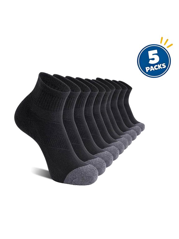 Men's Cushioned Ankle Athletic Socks 5 Pairs Pack, Breathable Socks, Moisture-Wicking Cushion Sock, 5-Pack
