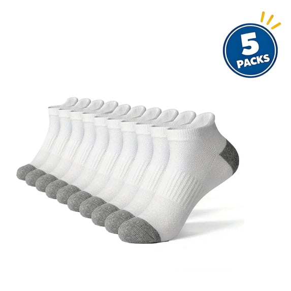 ClodeEU Men's Cushioned Low-Cut Athletic Socks 5 Pairs Pack, Breathable Socks, Moisture-Wicking Cushion Sock, 5-Pack