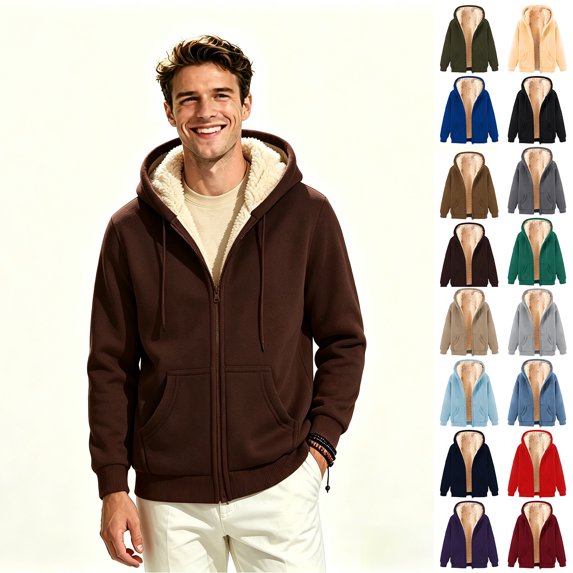 ClodeEU Men's Fleece Hoodie Jacket, Midweight Winter Zip Up Sweatshirt Outwear Jackets,Big and Tall ,Size S-5XL