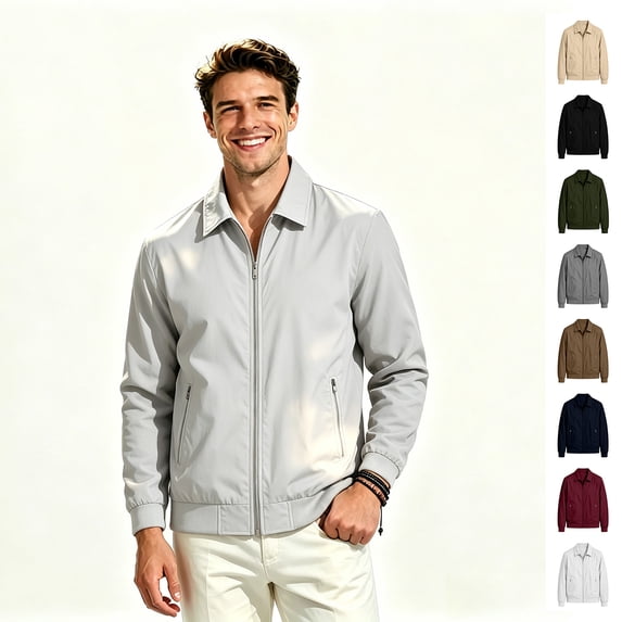 ClodeEU Men's Lightweight Collared Bomber Jackets, Casual Flight Windbreaker Zip Up Coat with Pocket ,Big and Tall ,Size S-3XL